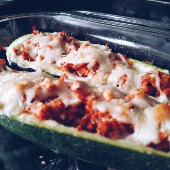 Zucchini and ground turkey boats